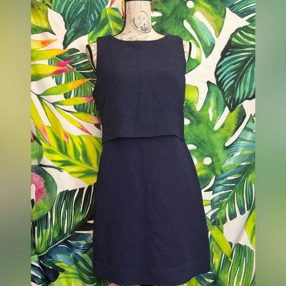 Reiss | Dresses | Reiss 8 Dark Blue Embossed Texture Designer Office City  Preppy Layered Dress | Poshmark